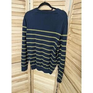 Banana Republic Cotton Crewneck Sweater Striped Men’s Large Blue Yellow